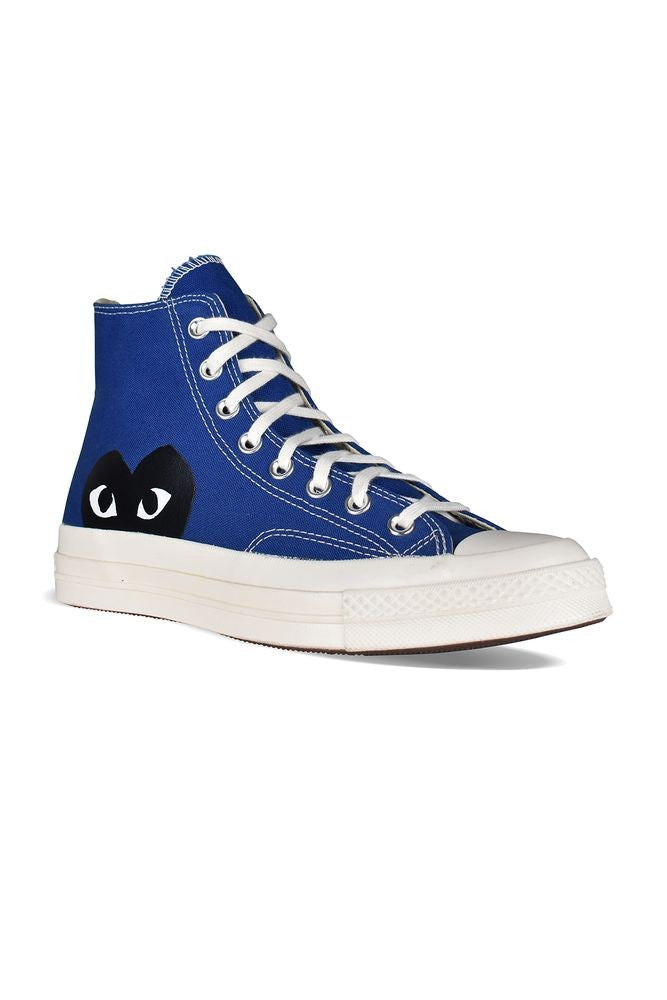 Comme Des Garçons Navy Canvas High-Top Sneakers With Signature Logo