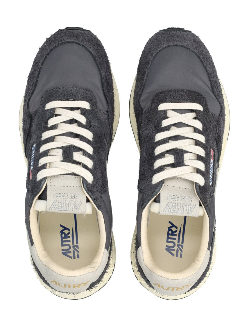 Autry Reelwind Black Nylon Suede Sneakers