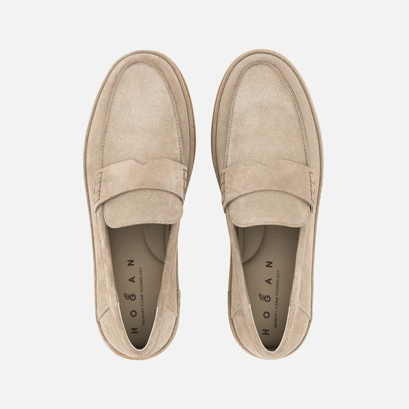 Hogan Classic Penny Loafers In Soft Suede