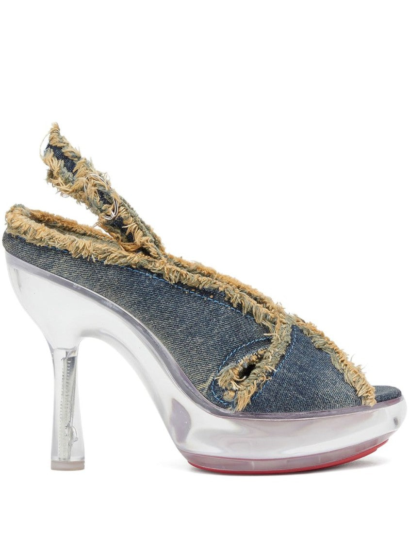 Diesel Denim Blue Peep Toe Slingback Heels