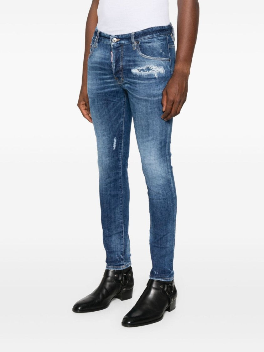 Dsquared2 Slim-Fit Distressed Blue Denim Jeans