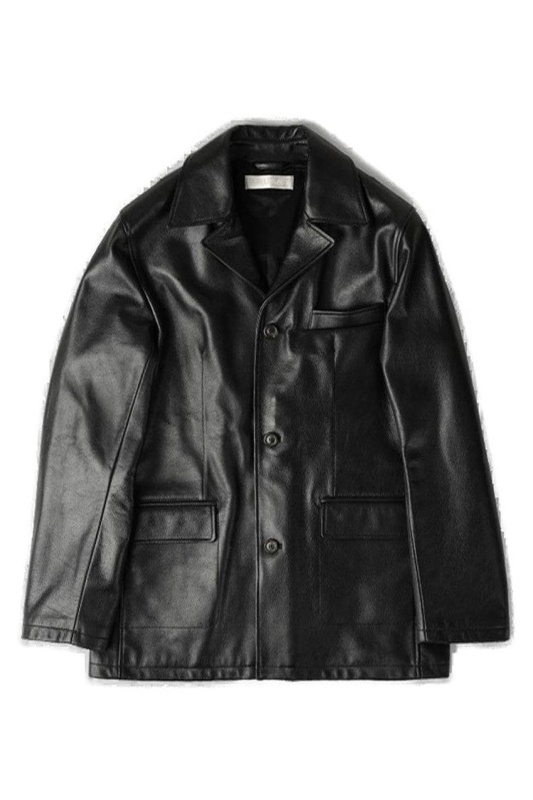 Our Legacy Calf Leather Casual Jacket With Classic Collar