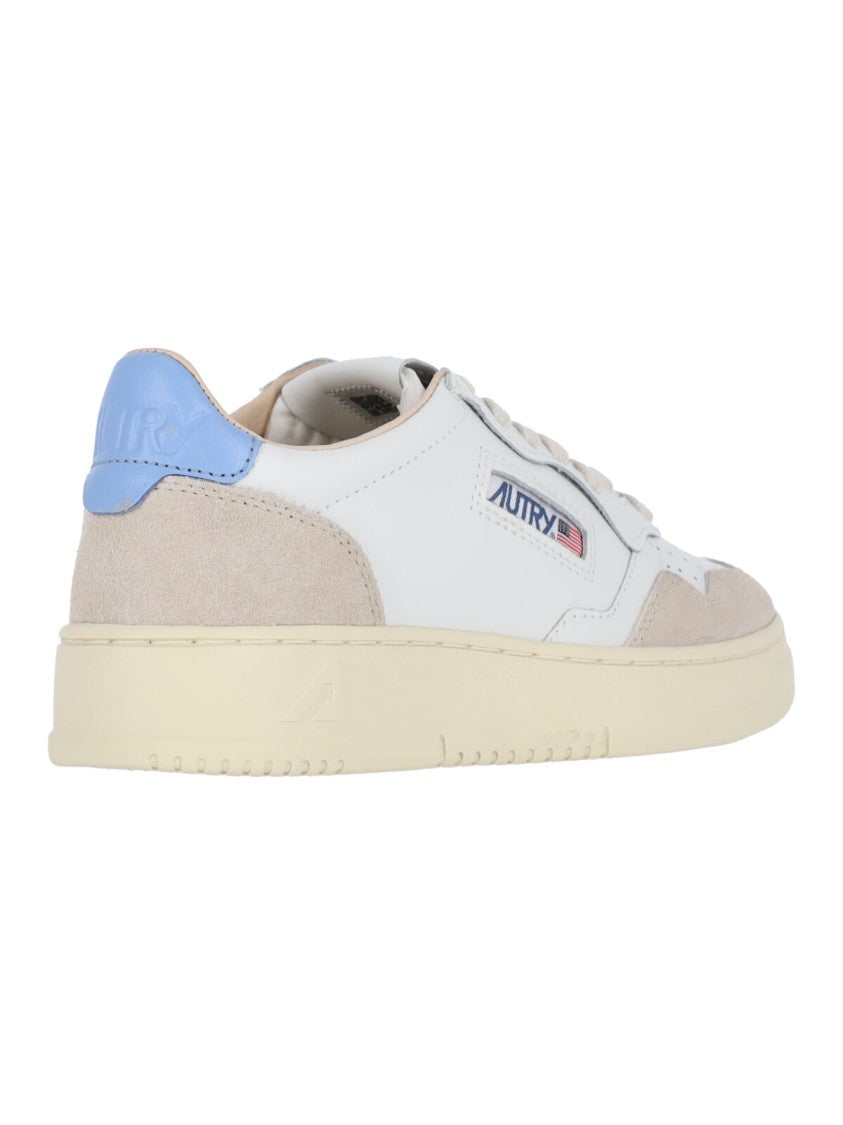 Autry White And Blue Logo Low-Top Sneakers