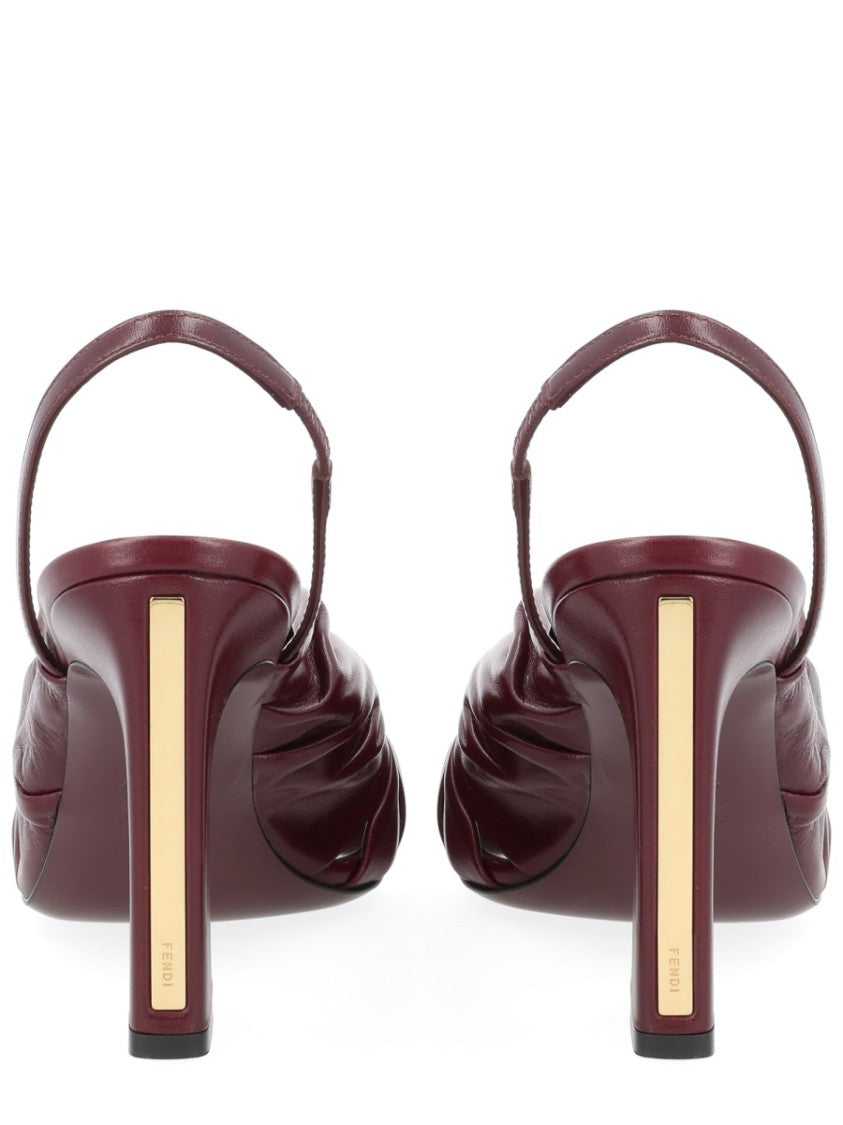 Fendi Arco Knotted Leather Slingback Pumps
