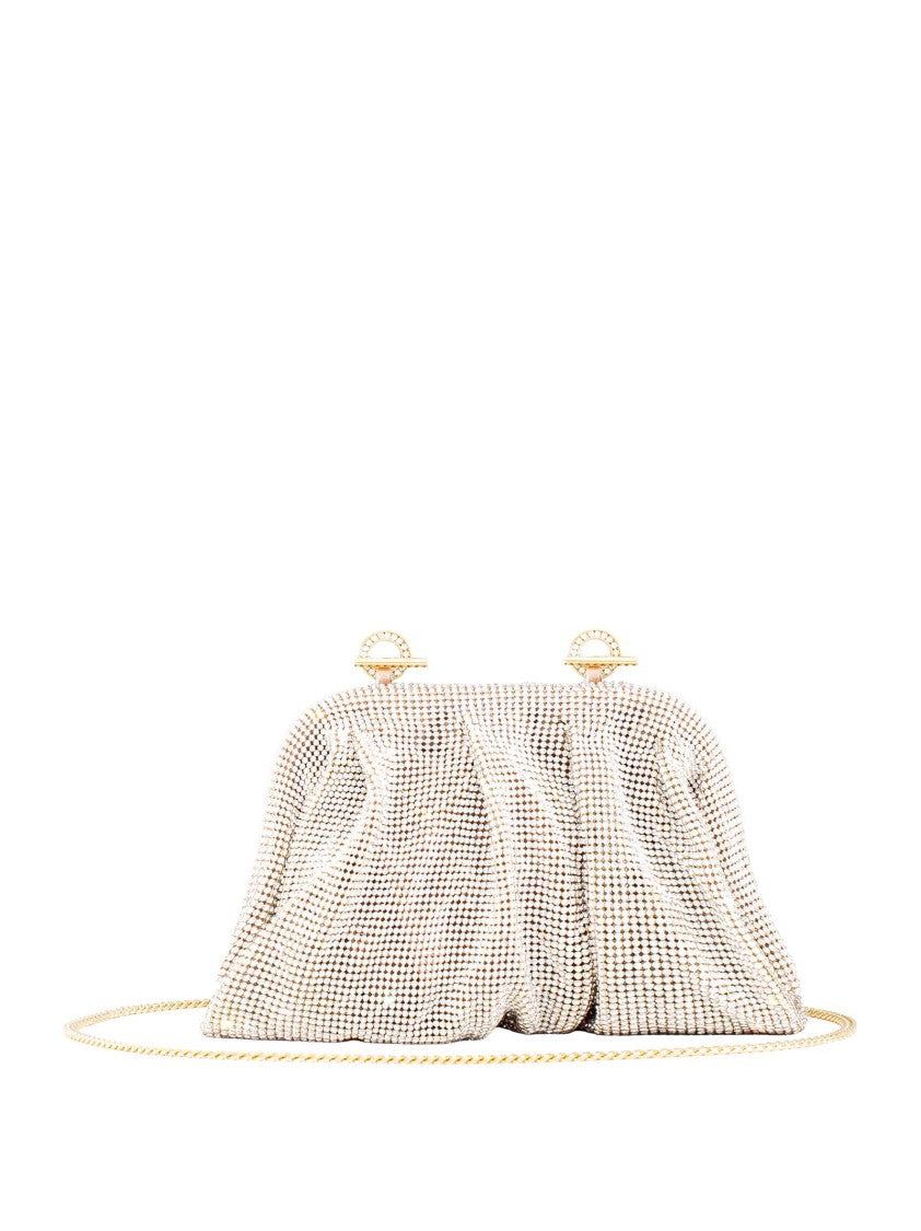 Benedetta Bruzziches Rhinestone-Embellished White Aluminum Mesh Clutch