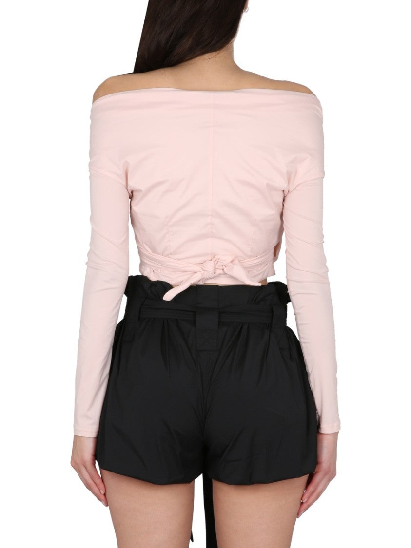 Philosophy Di Lorenzo Serafini Off-The-Shoulder Crop Shirt