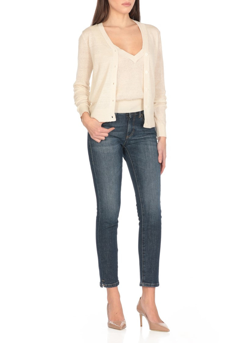 Dondup Blue Cotton Rose Trousers