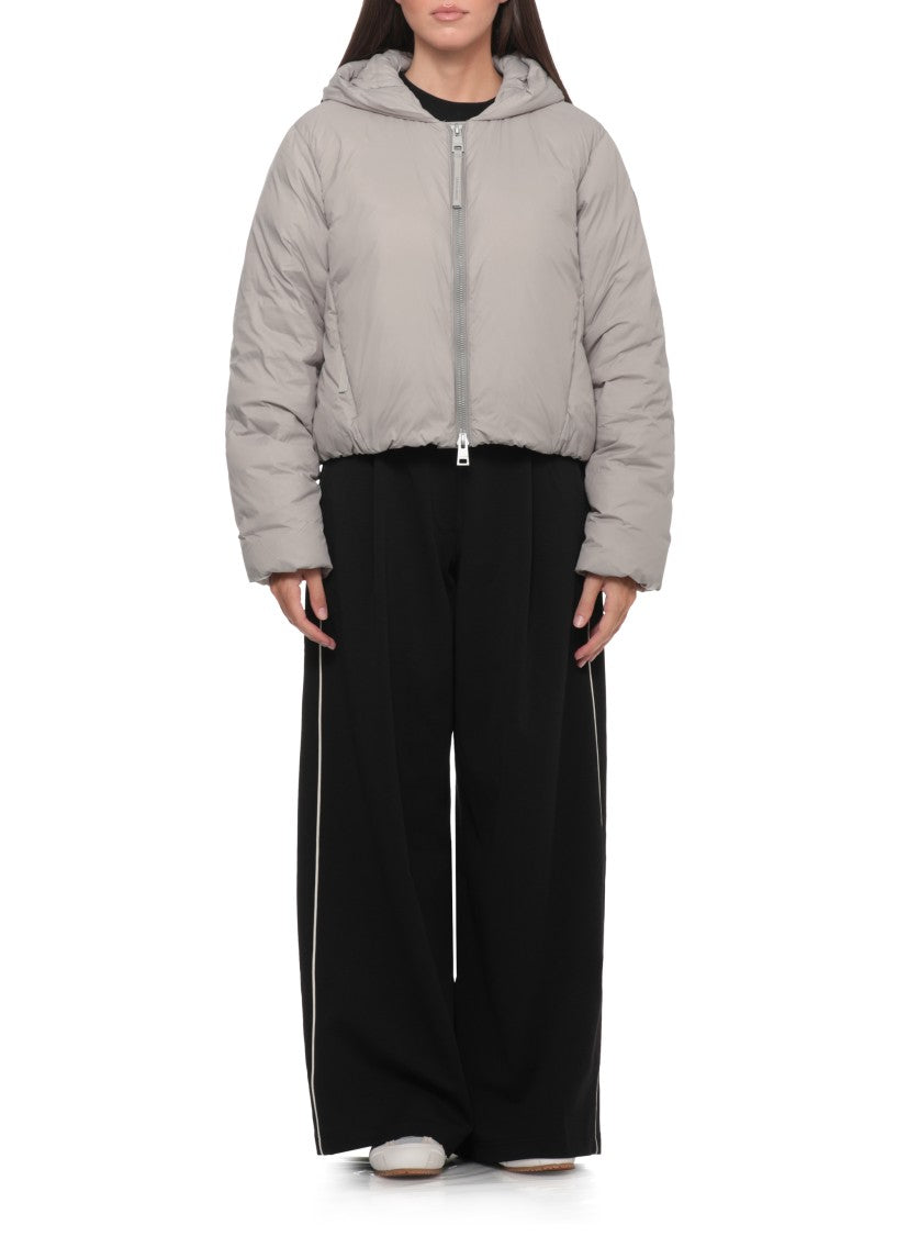 Canada Goose Cropped Grey Padded Jacket With Hood