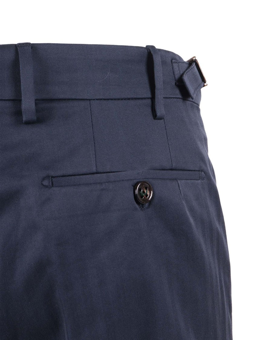 Berwich Blue Tailored Side Adjuster Straight-Leg Pants