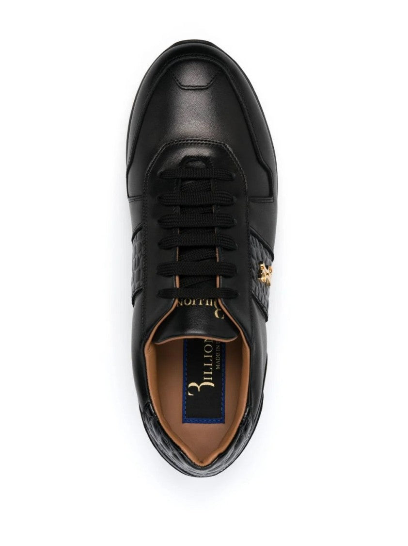 Billionaire Boys Club Black Leather Lo-Top Sneakers With Textured Finish