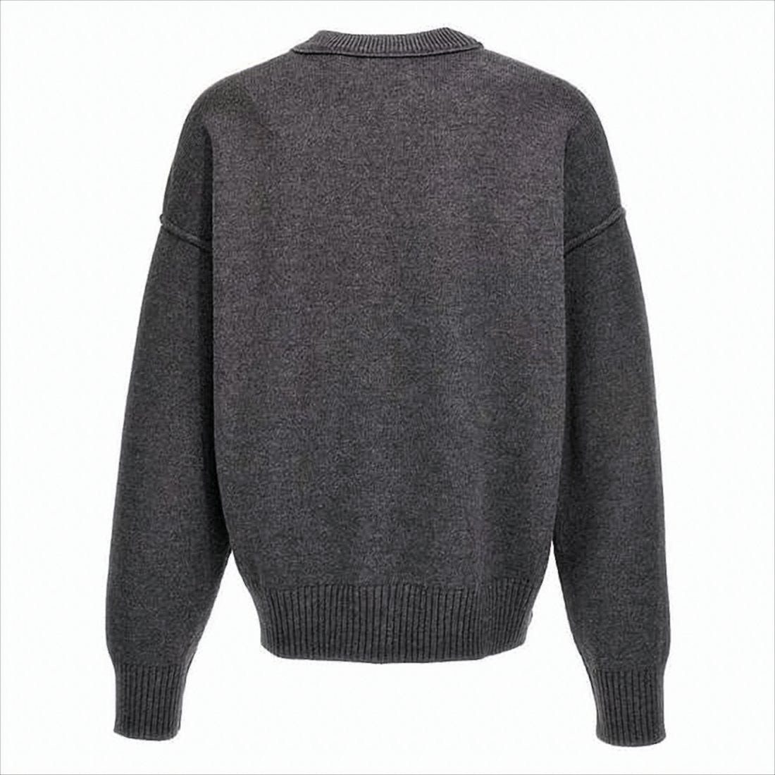 Ami Relaxed Fit Wool Sweater With Heart Emblem