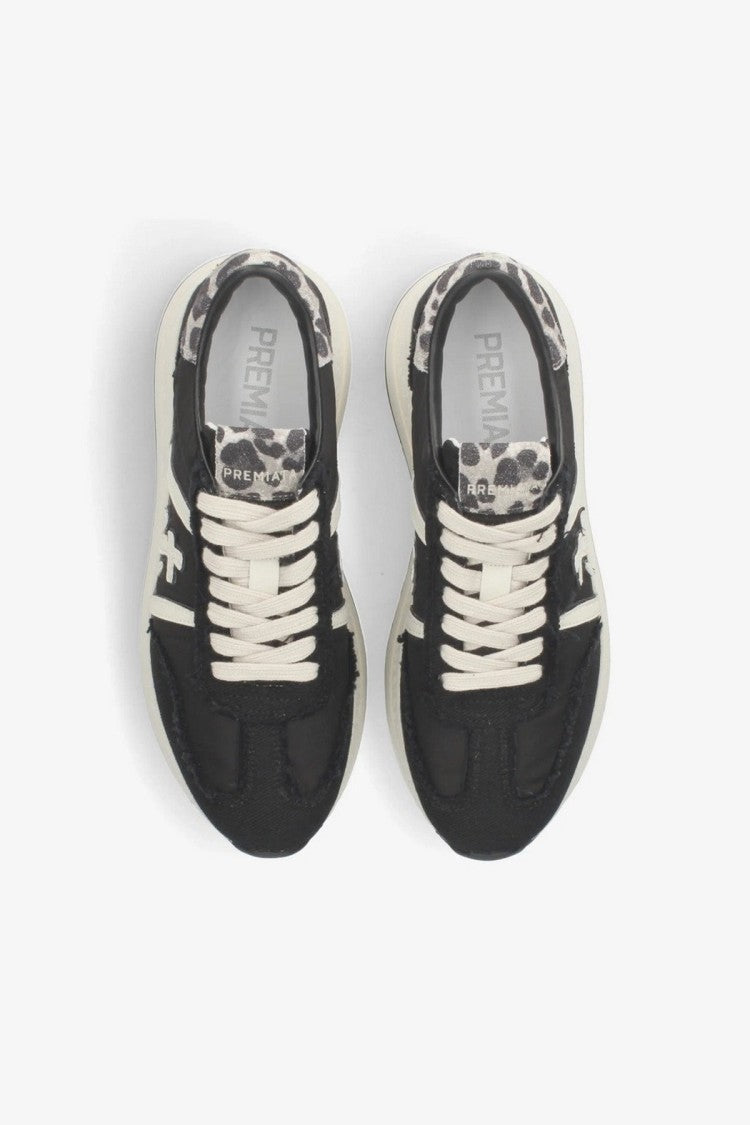 Premiata Black Leopard-Trim Chunky Sneaker