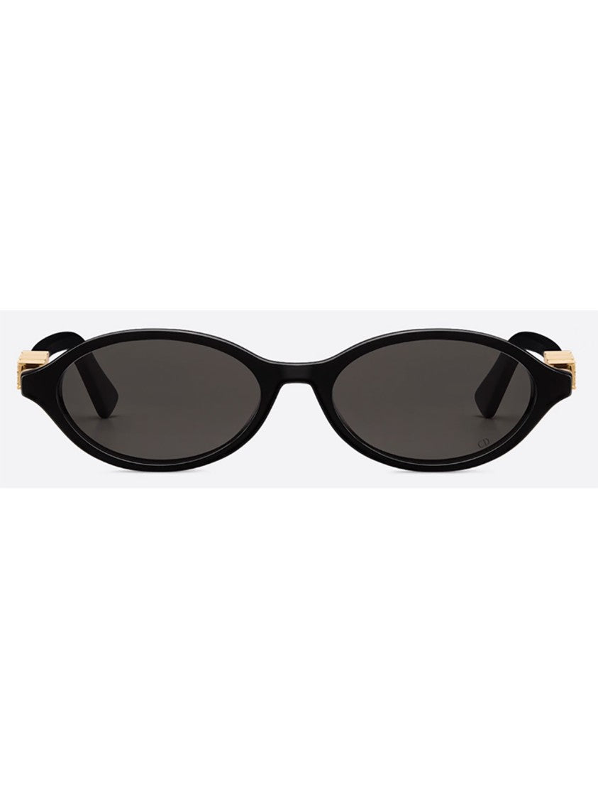 Dior Oval Black Sunglasses With Gold-Tone Lettering