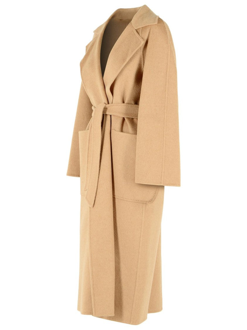 Max Mara Camel Double-Fabric Coat With Wide Lapel And Tailored Details