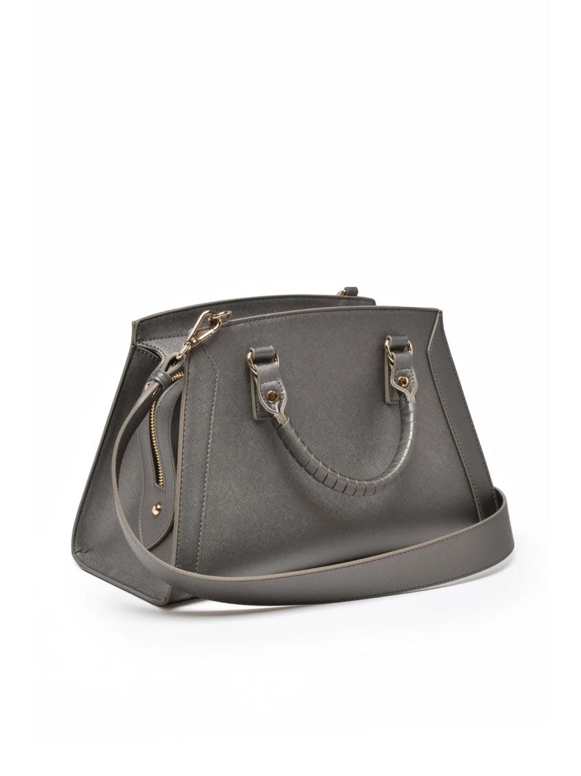 Manila Grace Grey Medium Trapezoidal Polyurethane Shoulder Bag