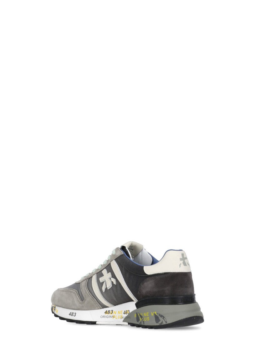 Premiata Grey Lander 4586 Leather-Blend Sneakers