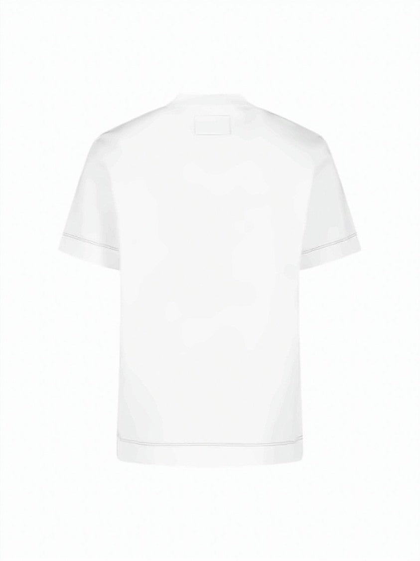 Fendi Minimalist White Cotton T-Shirt With Leather Logo Patch