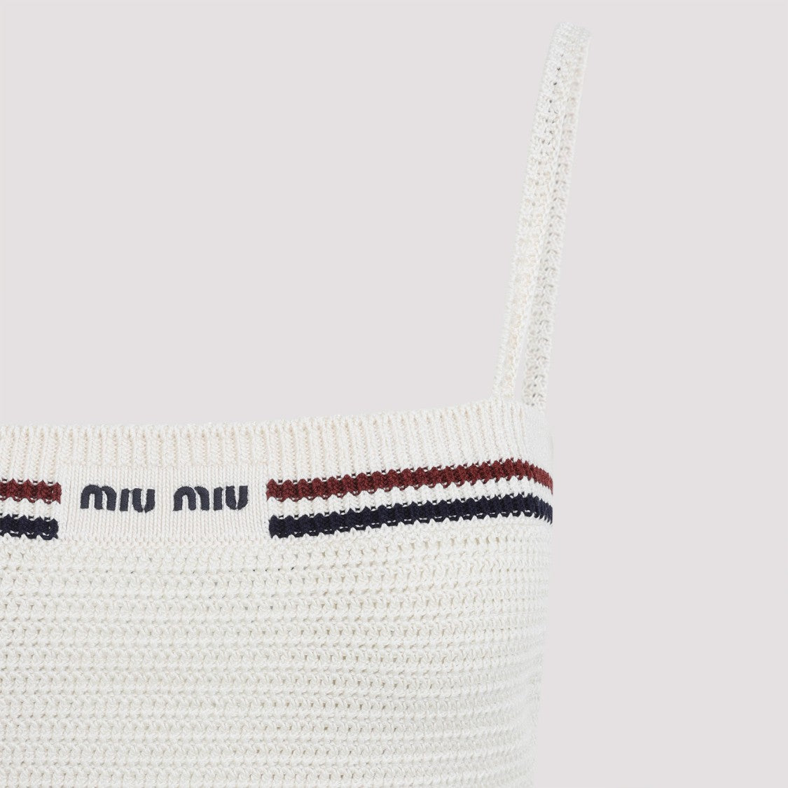 Miu Miu Cropped Textured Knit Top With Contrasting Stripes