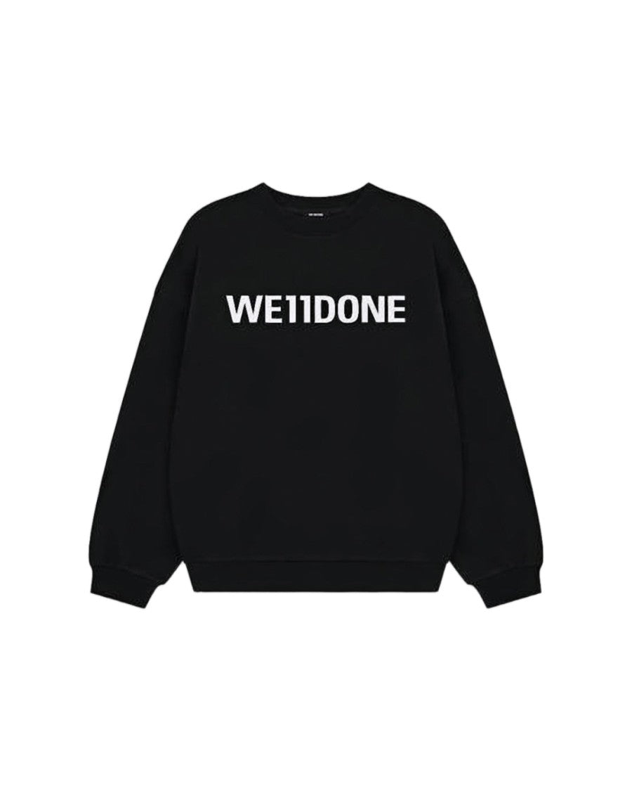 We11done Minimalist Long Sleeve Pullover With Bold Logo Detail