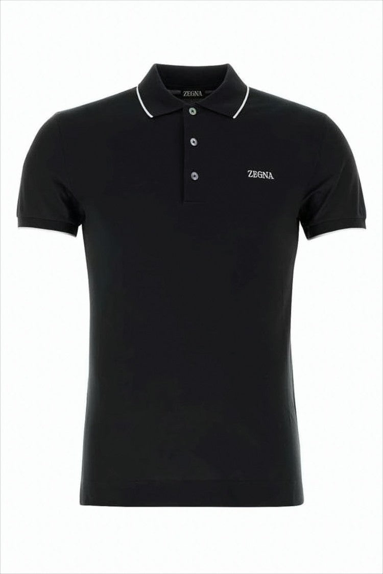 Ermenegildo Zegna Short-Sleeve Polo Shirt With Ribbed Collar