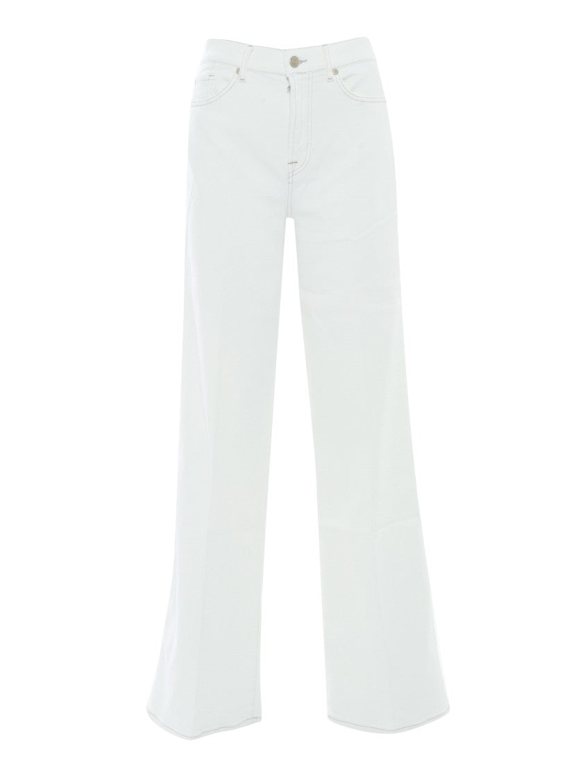 7 For All Mankind Modern White Wide-Leg Pants
