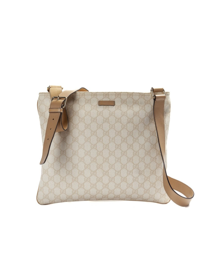 Gucci Men's Medium Gg Supreme Shoulder Bag In Beige