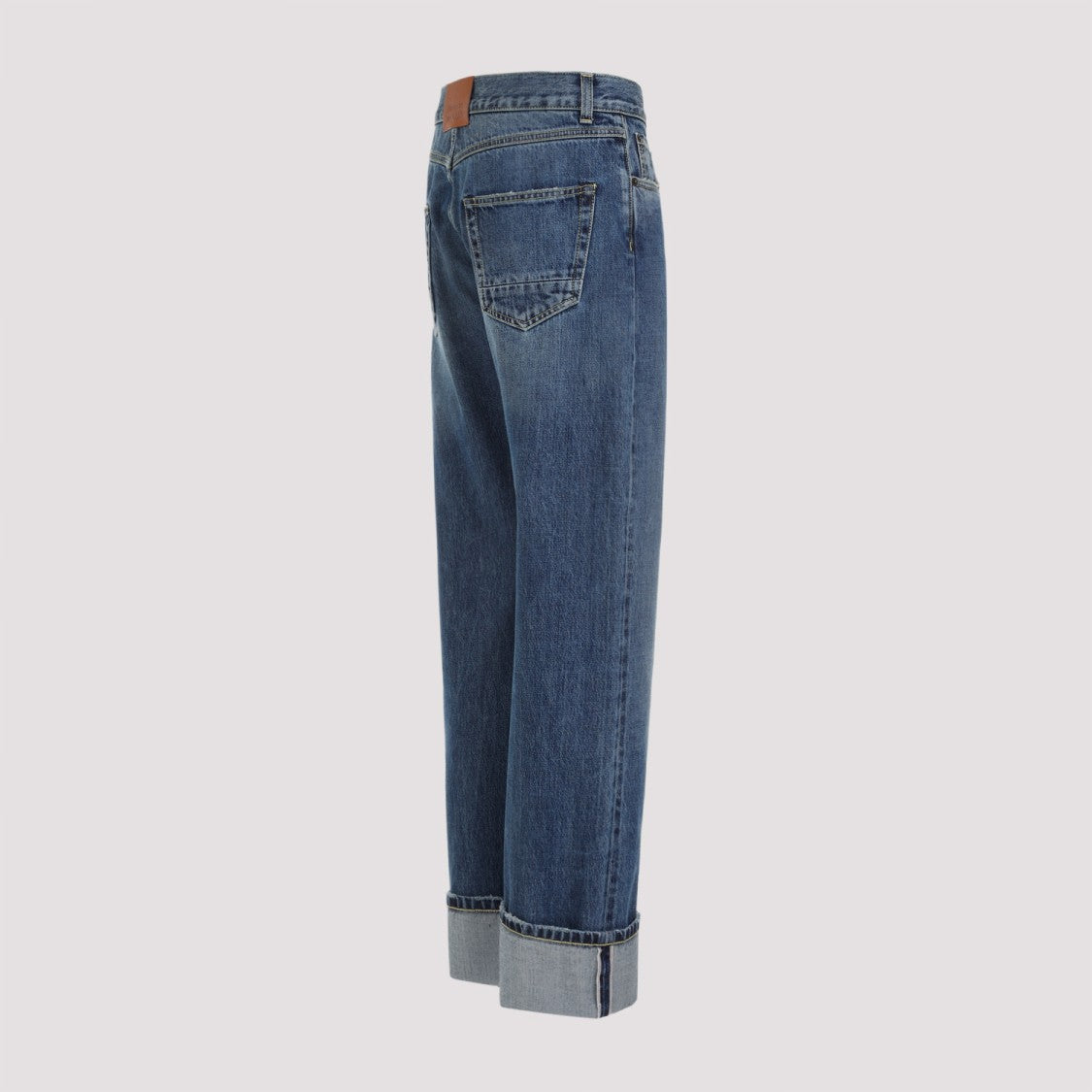 Alexander Mcqueen Blue Washed Cotton Turn Up Jeans