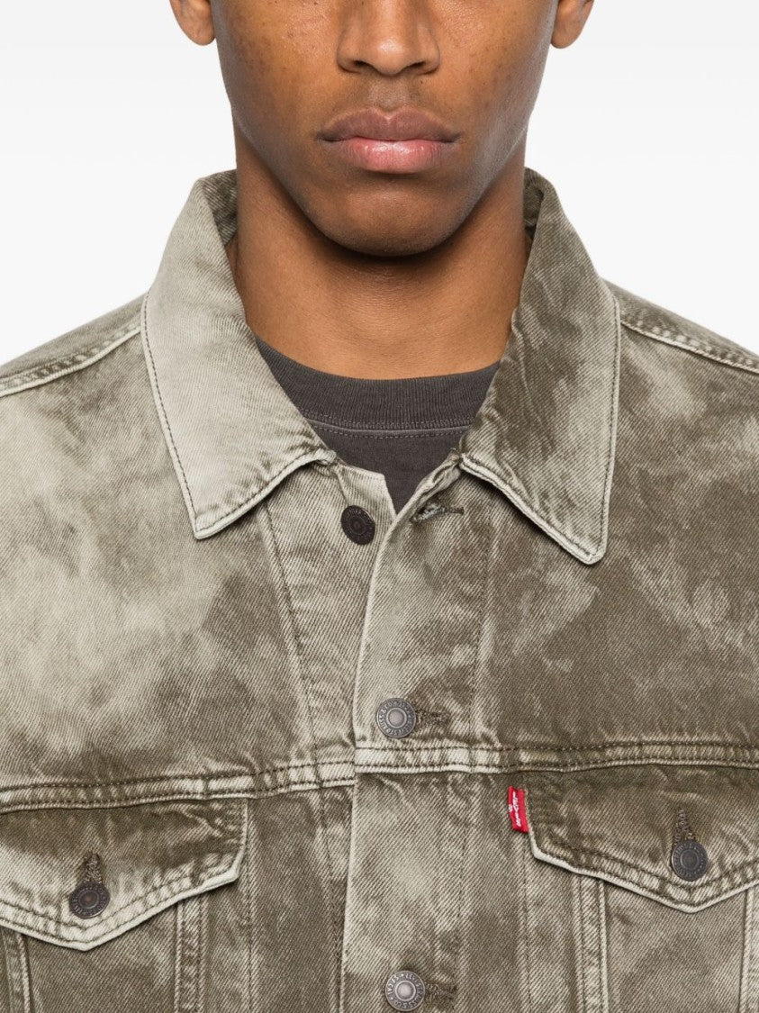 Levi's Washed Grey Denim Jacket With Mottled Design