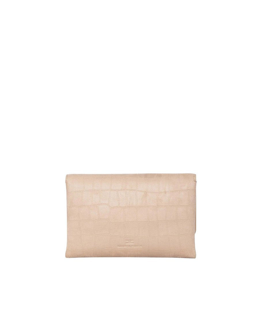 Elisabetta Franchi Crocodile-Embossed Suede Shoulder Bag With Braided Strap