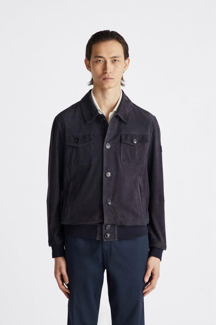 Peuterey Blue Nylon Zip-Up Bomber Jacket
