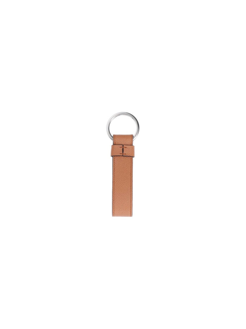 Tod's Textured Brown Leather Keychain