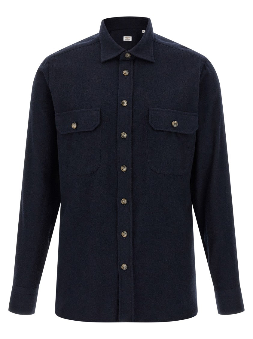 Borriello Structured Cotton Flannel Shirt With Buttoned Pockets