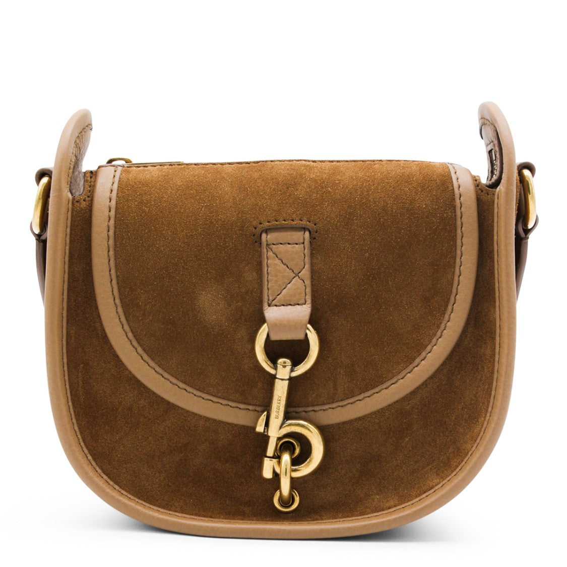 Burberry Suede Saddle Bag With Check Strap