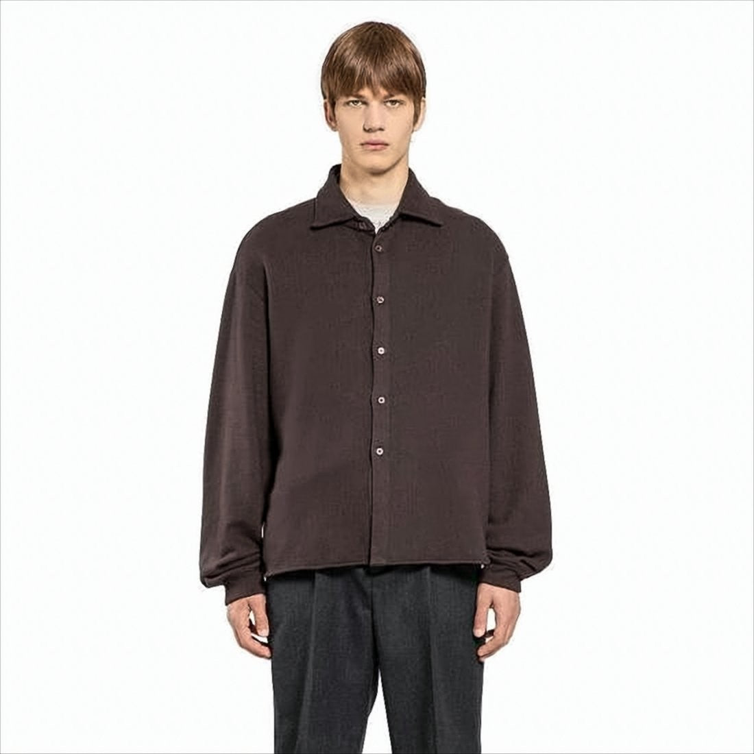 Our Legacy Relaxed Fit Brown Long-Sleeve Shirt With Gathered Cuffs