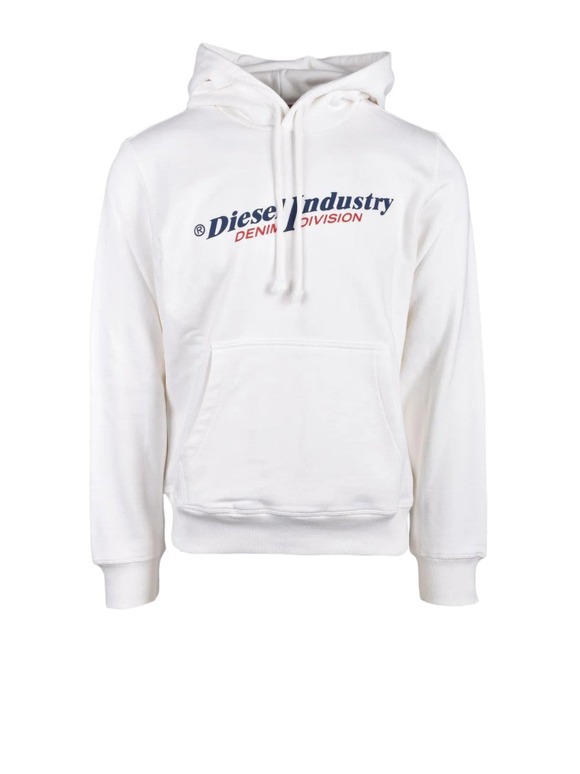 Diesel White Cotton Hooded Sweatshirt