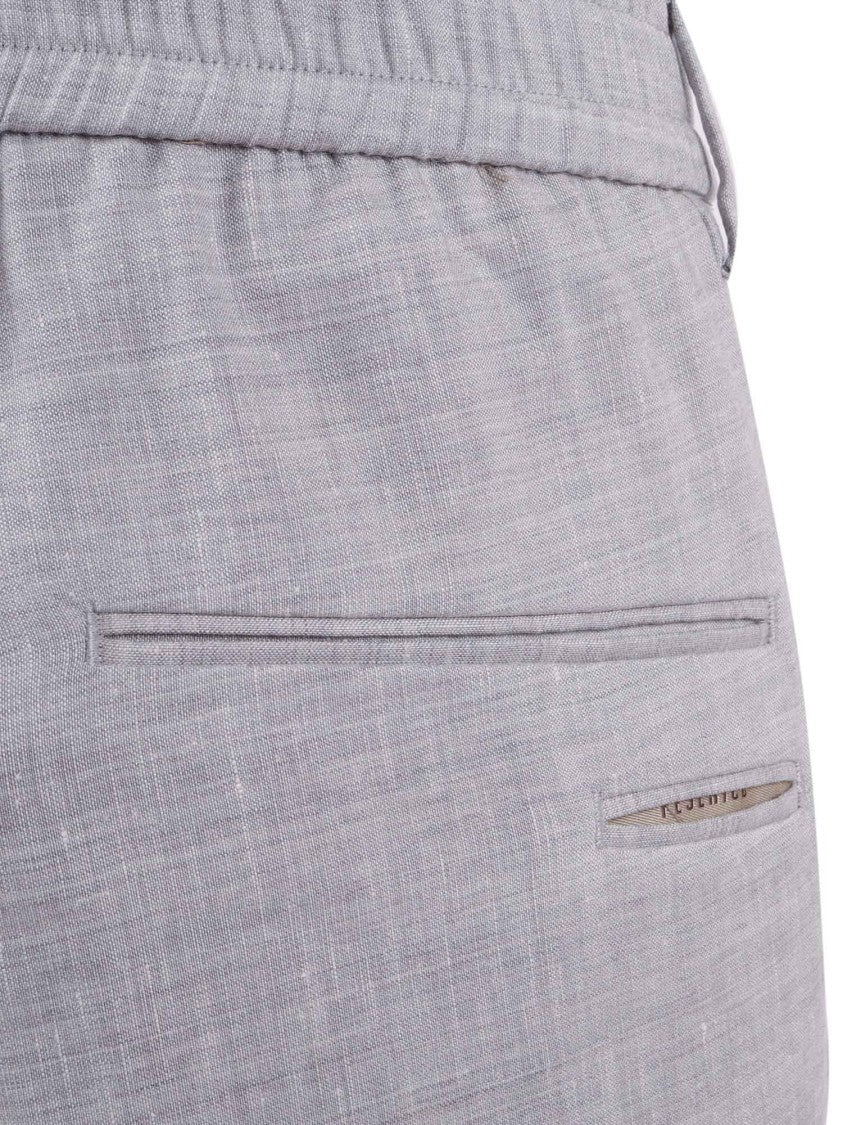 Peserico Tailored Grey Flat Front Straight-Leg Pants