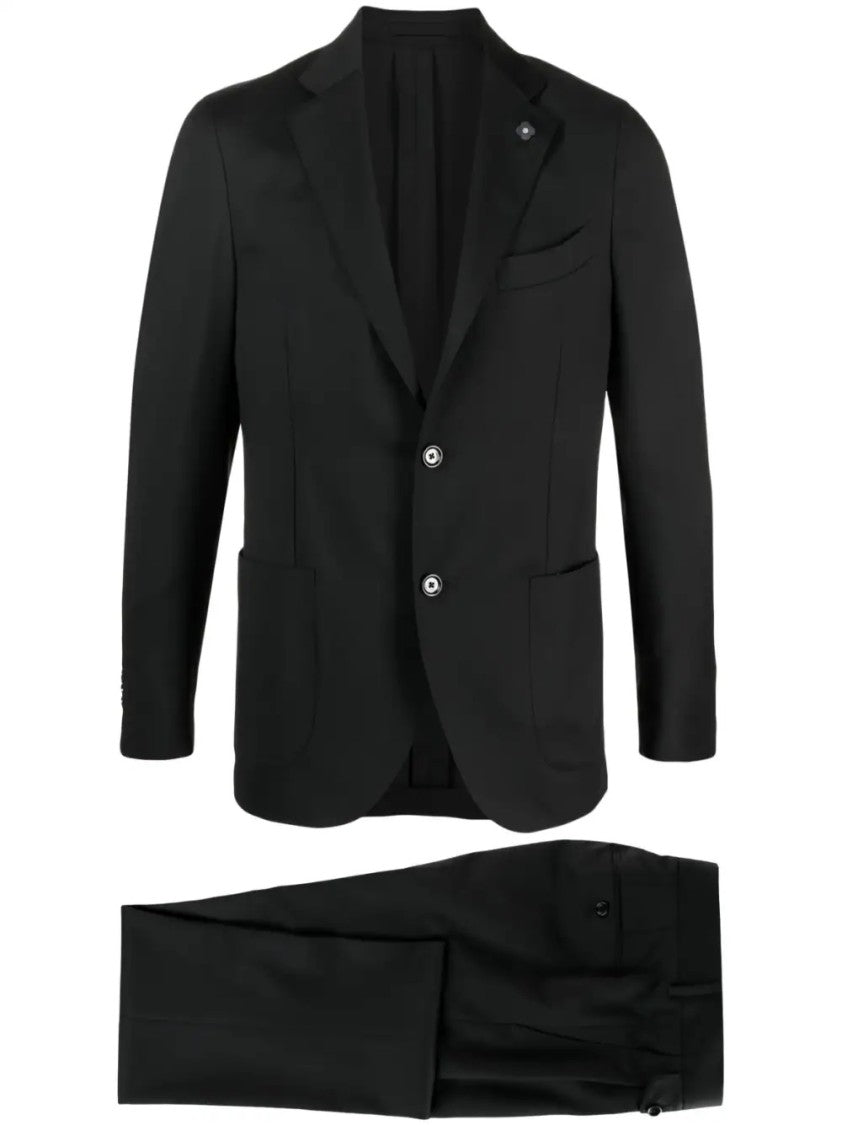 Lardini Tailored Black Linen Suit