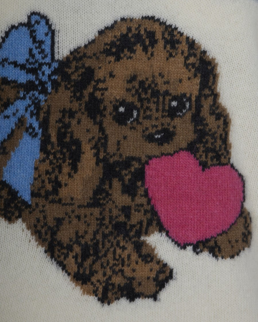 Ganni Fuffy Puppy Love Egret Sweatshirt