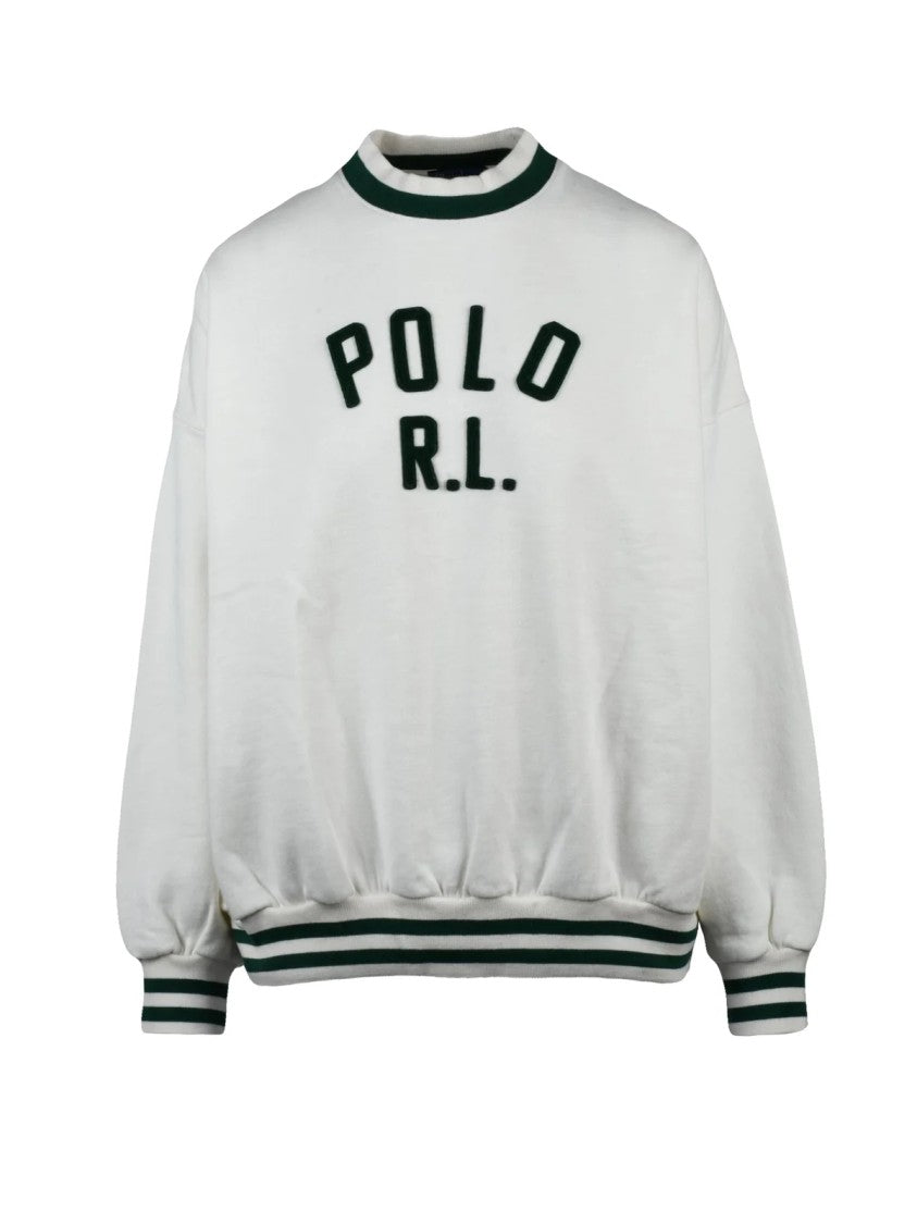 Polo Ralph Lauren Crewneck Sweatshirt With Contrasting Stripes And Raised Logo