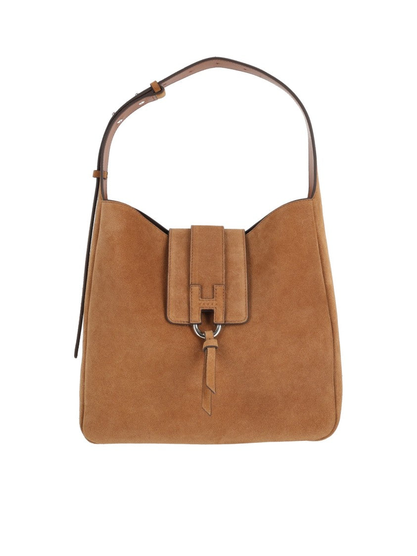 Hogan H01x Vertical Hobo Calfskin Suede Hobo Bag
