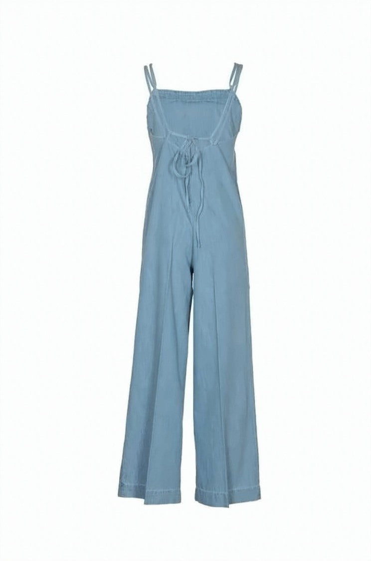 A.P.C. Light Blue Denim Jumpsuit With Wide-Leg Design