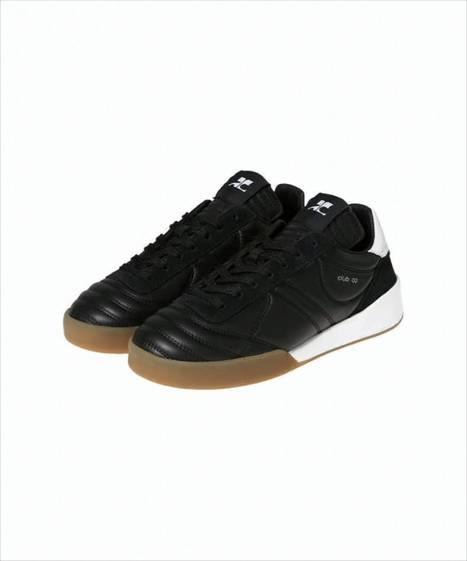Courrèges Textured Black Sneakers With Contrasting White Heel