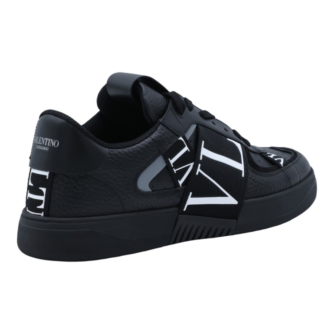 Valentino Garavani Textured Leather Sneakers With Bold Strap