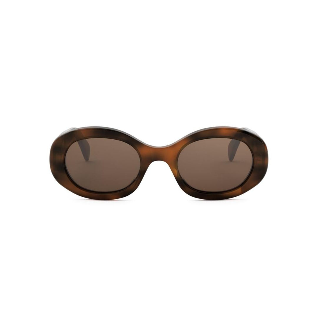 Celine Oval Tortoiseshell Frame Sunglasses With Gold-Tone Logo