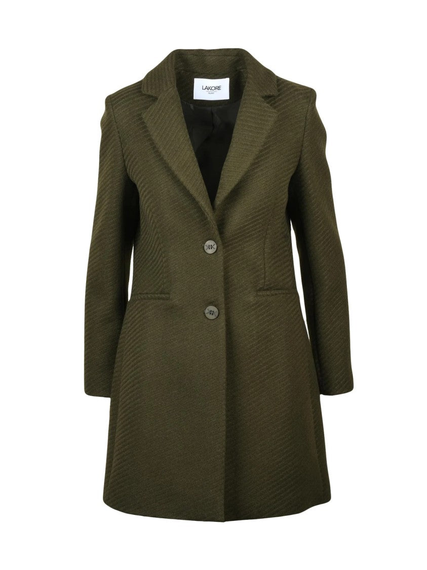 Lakore Green Fitted Wool-Blend Coat
