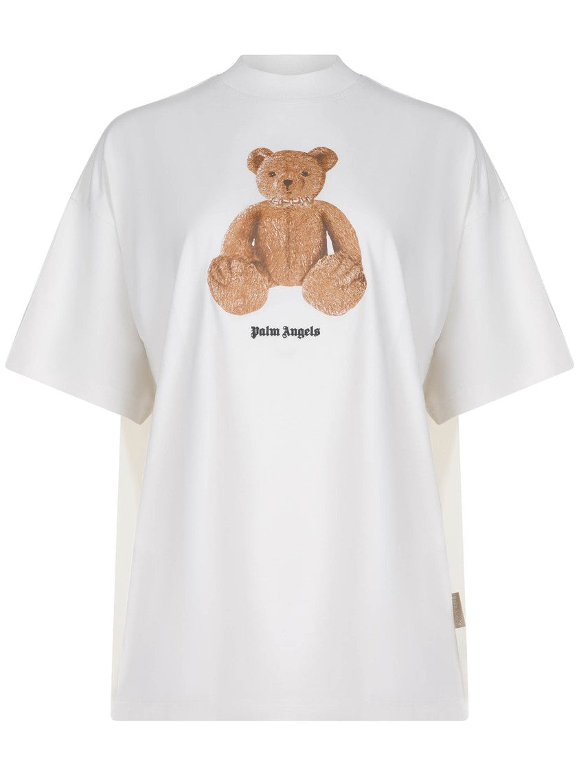 Palm Angels White Bear Loose Graphic Cotton T-Shirt