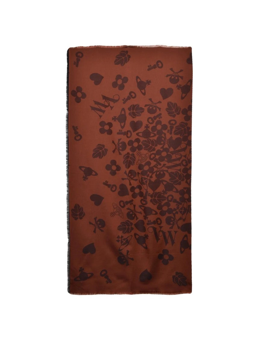 Vivienne Westwood Rectangular Scarf With Intricate Symbolic Patterns