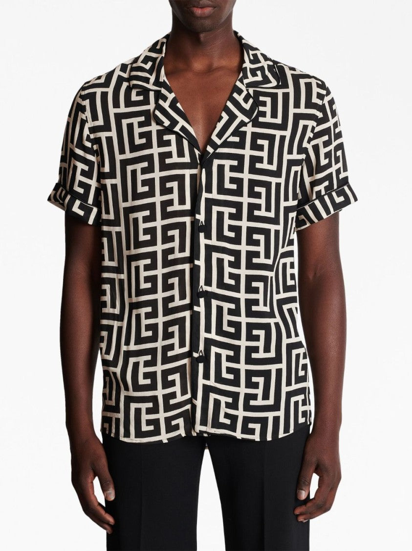 Balmain Geometric Pattern Short-Sleeve Shirt