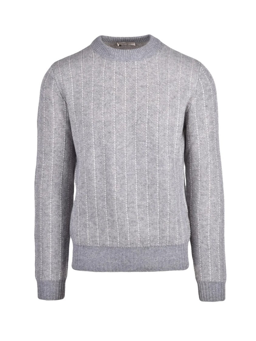 Wool & Co Vertical Ribbed Knit Crew Neck Sweater
