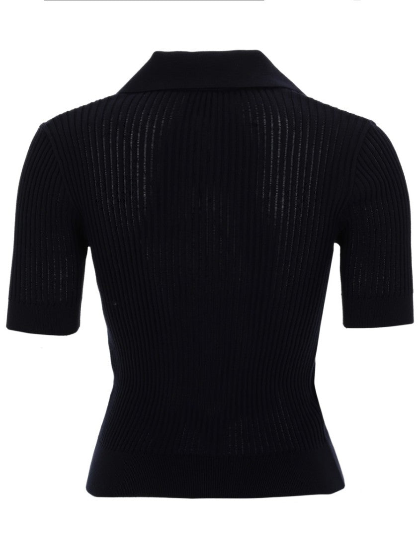 Patou Patou Ribbed Semi-Sheer Polo Shirt